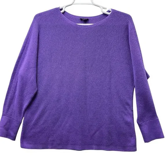 J Jill Sweater Womens Sz. XL Purple Boat Neck Tunic 3/4 Drop Sleeve Linen Blend - Picture 2 of 16